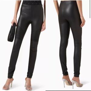 Good American Moto Skinny Leggings in Faux Leather Black Size Medium